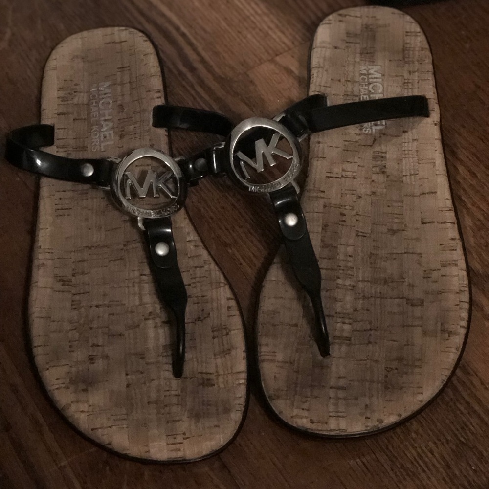 Michael Kors Black PVC and cork Sandals